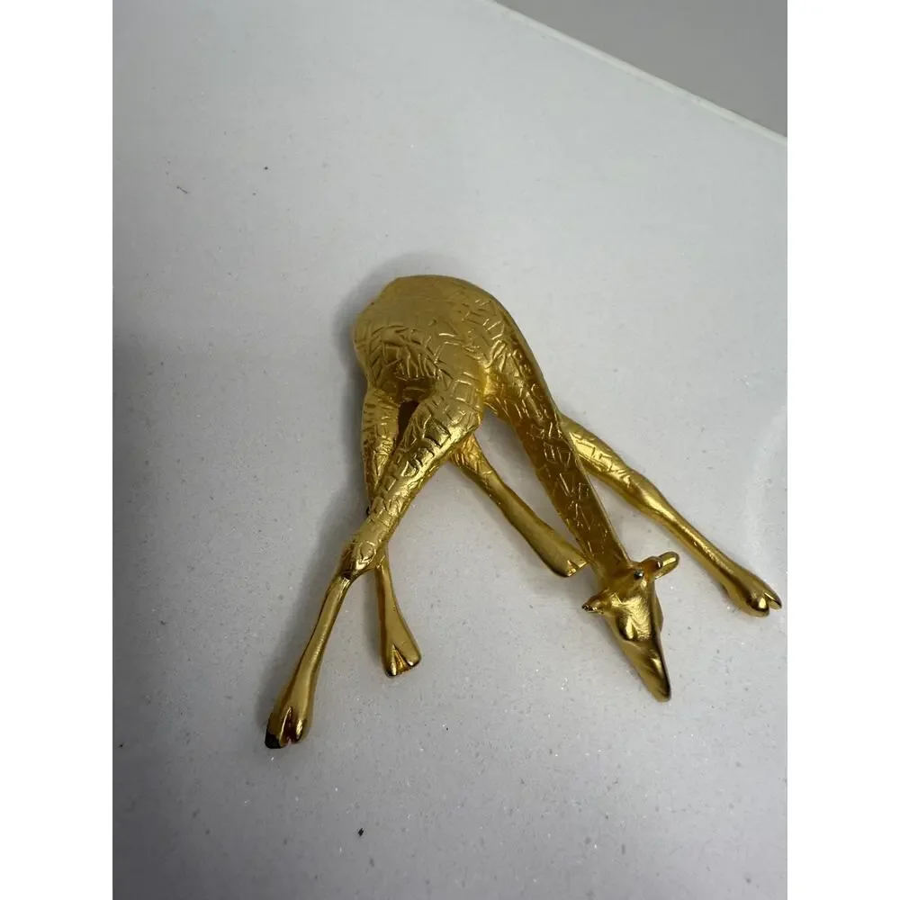 Vintage Giraffe Brooch Pendant Gold 3.5” Rare Safari Ms. Frizzle Teacher